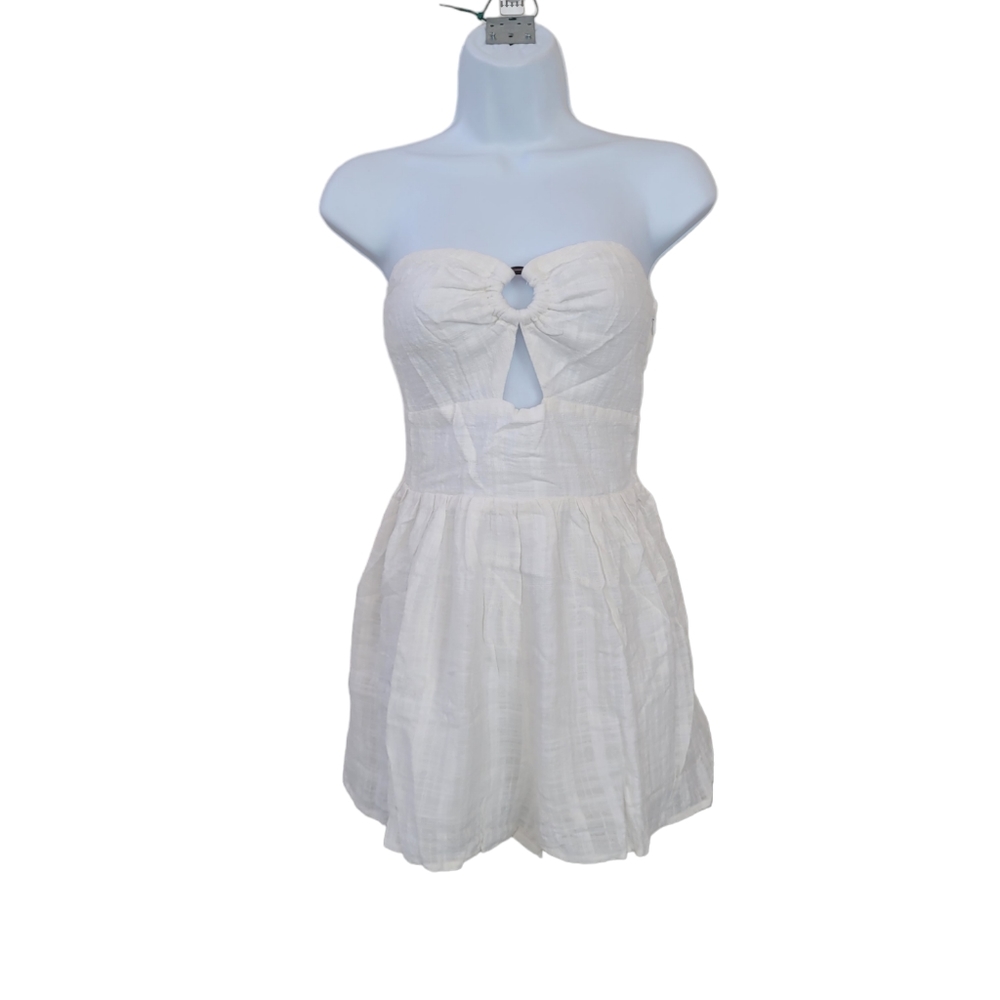 LULU'S White Days of Bliss‎ Plaid Strapless Romper Size S